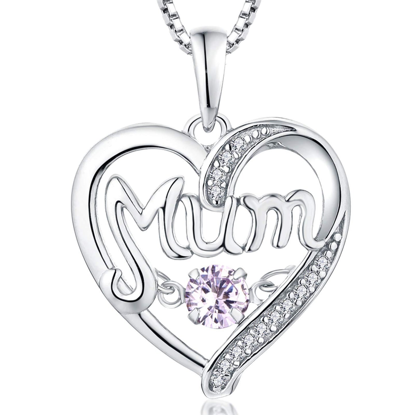 S925 Silver Pulsatile Heart MoM Necklace Mother's Day Gift Birthstones Smart Pendant