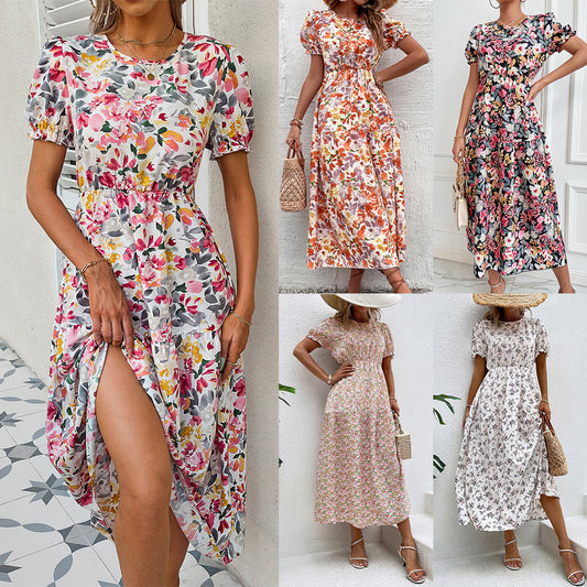 Popular Bohemian Style Dress Long Princess Sleeves and Floral Dress