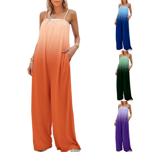 Women's Fashion Casual Loose Sleeveless High Waist Jumpsuit