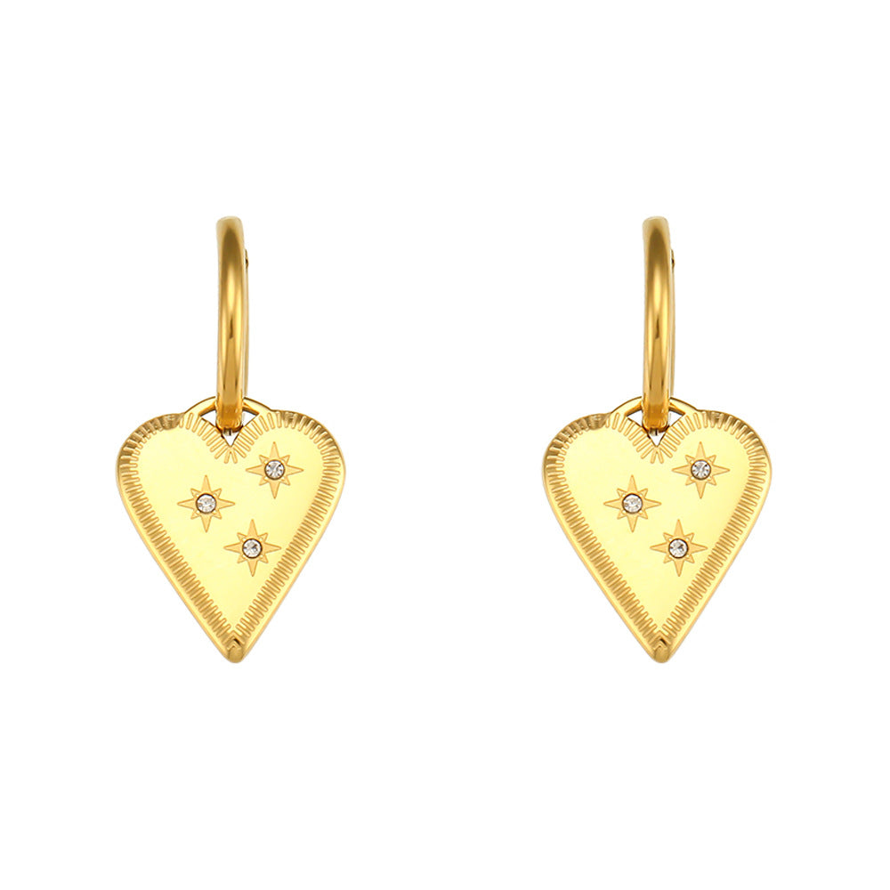 Zirconia Star Love Pendant Earrings Necklace Set
