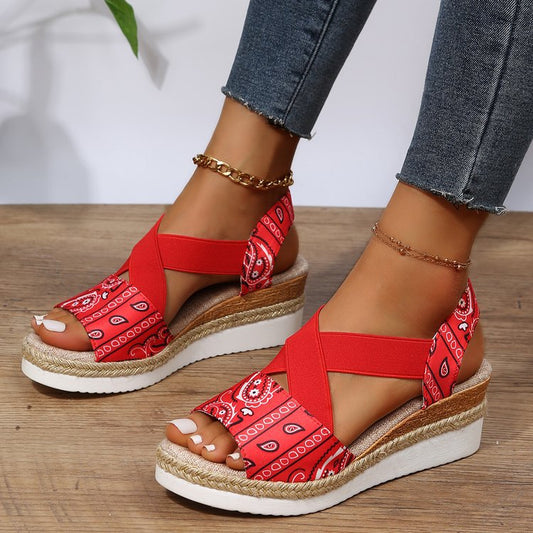 New Large Size Wedge Sandals Women's Fashion Snake Pattern