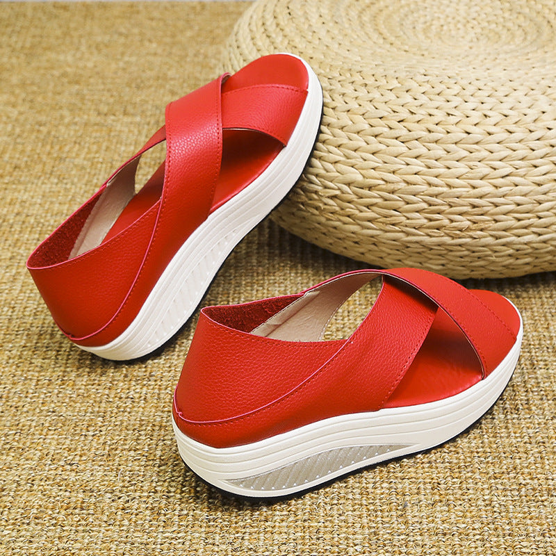 Comfort and Style Breathable Fish Mouth Shaking Shoes for Ladies