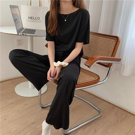 New Ice Silk Soft Suit Outer Shorts Trousers Home Wear Two-piece Suit