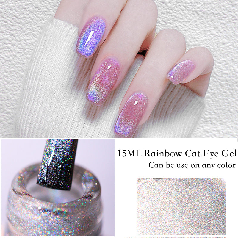 Rainbow Cat Eye Laser Shiny Nail Polish