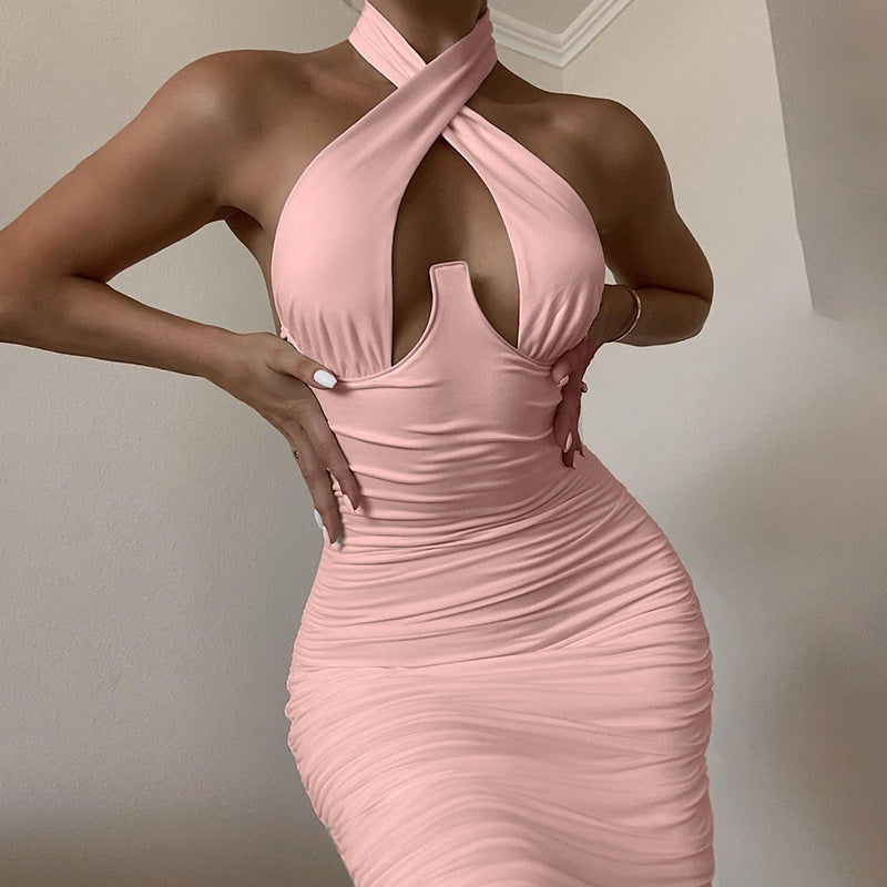 Hollow Out Backless Fitted Dress