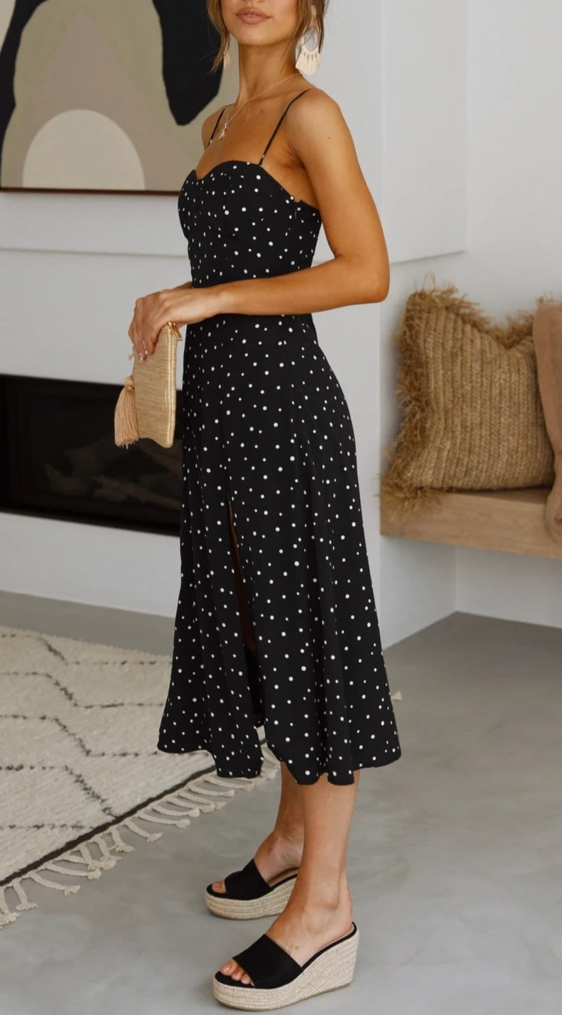 Women's Polka Dot Slit Dress