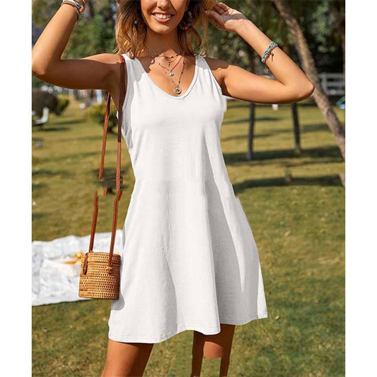 Women's Solid Color Tank Top Casual Oversized Loose Fitting Dress