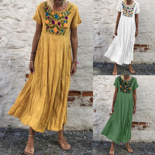 Boho Sleeveless Loose Dress with Long Skirt for Women