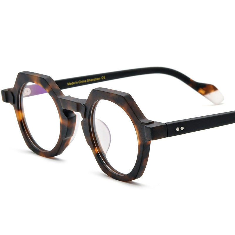 Men And Women Color Combination Personality Fashion Polygon Plate Glasses Frame