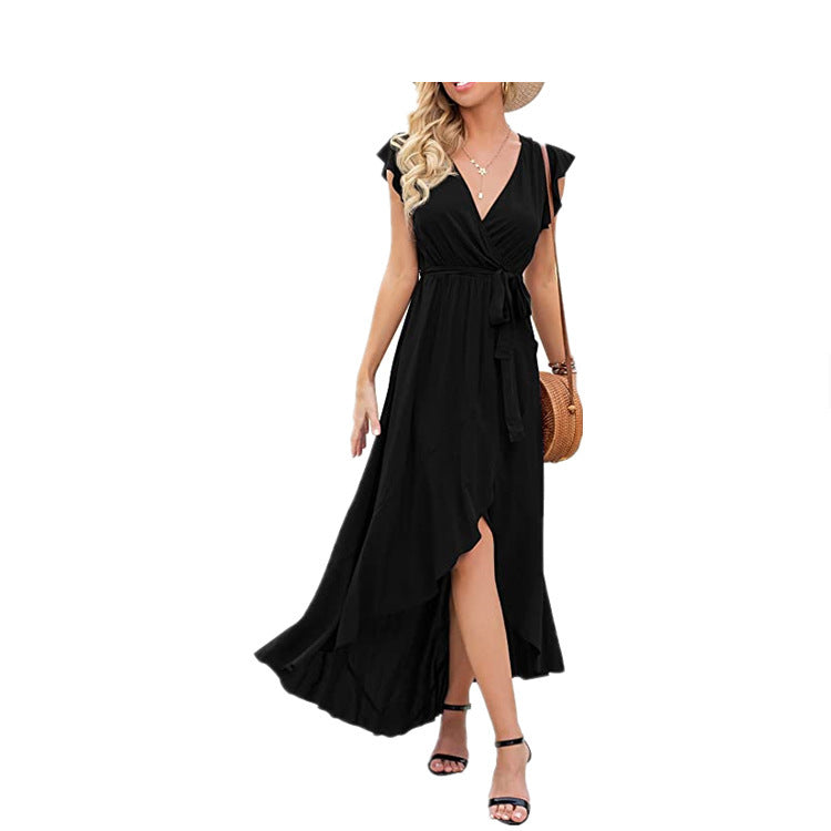 Step into Style with a Women's Irregular Swing Dress Featuring Slits and Straps