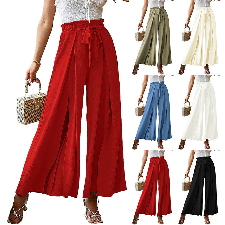 High-Waist Pleated Wide-Leg Pants with a Loose Fit