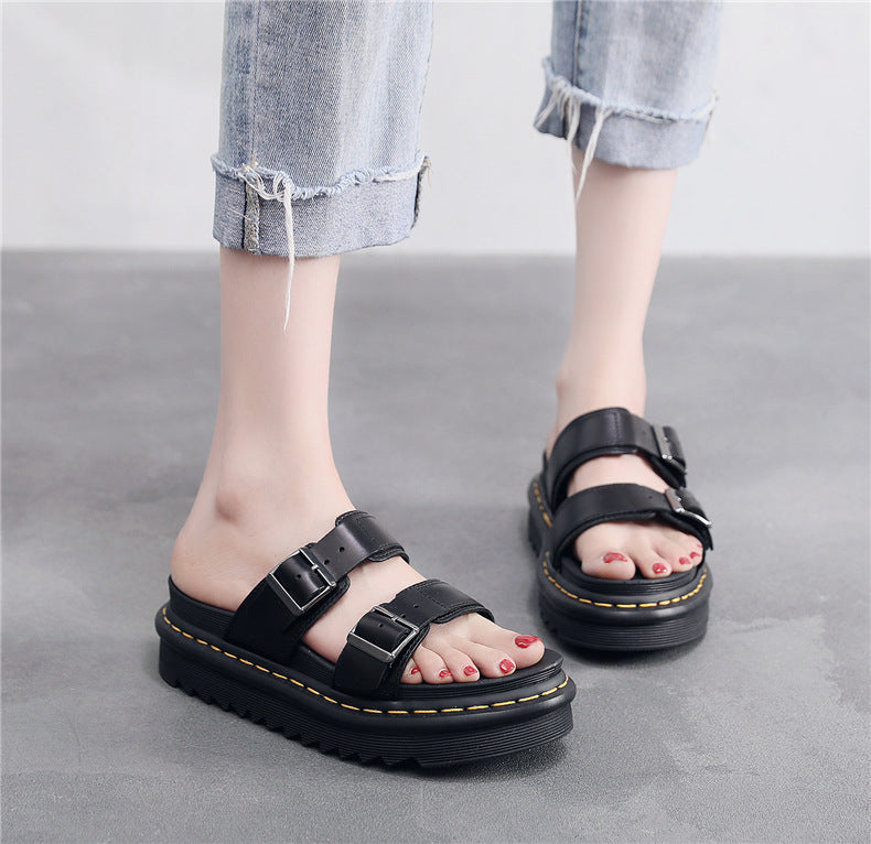 Leather Fish Mouth Fashion Sandals And Slippers