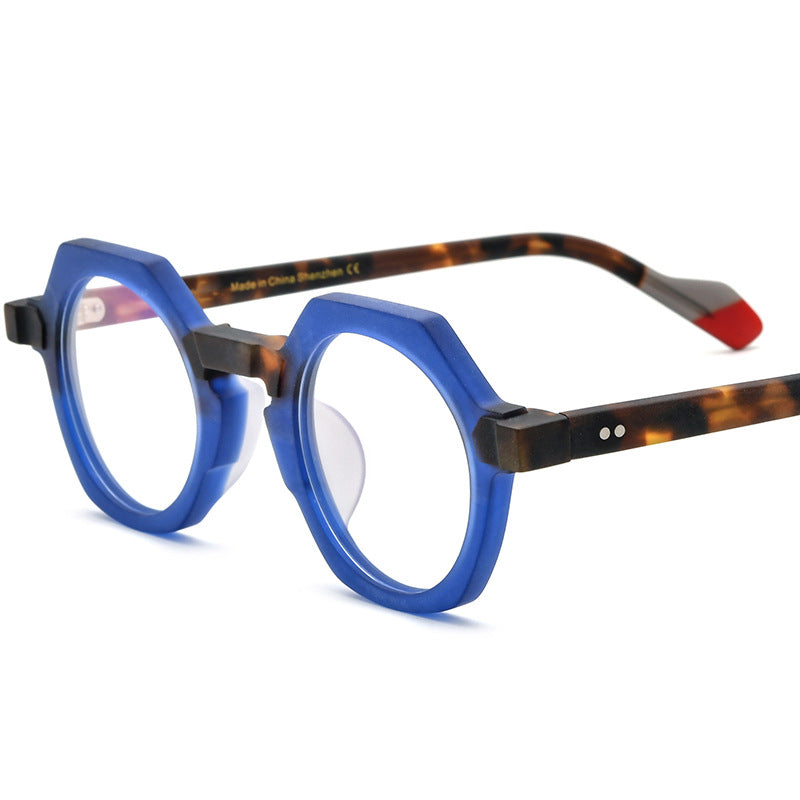 Men And Women Color Combination Personality Fashion Polygon Plate Glasses Frame
