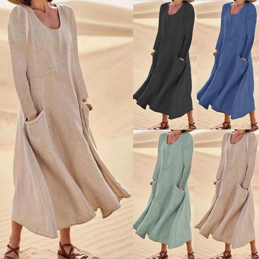 Cotton Linen Loose Casual Dress