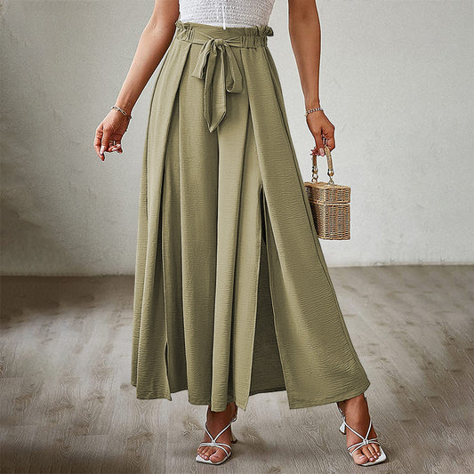 High-Waist Pleated Wide-Leg Pants with a Loose Fit