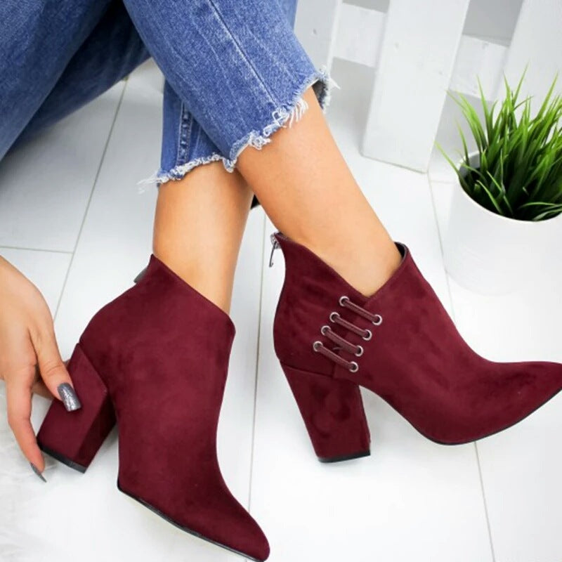 Fashion Ankle Boots Women Pointed-toe Zipper Shoes Lady