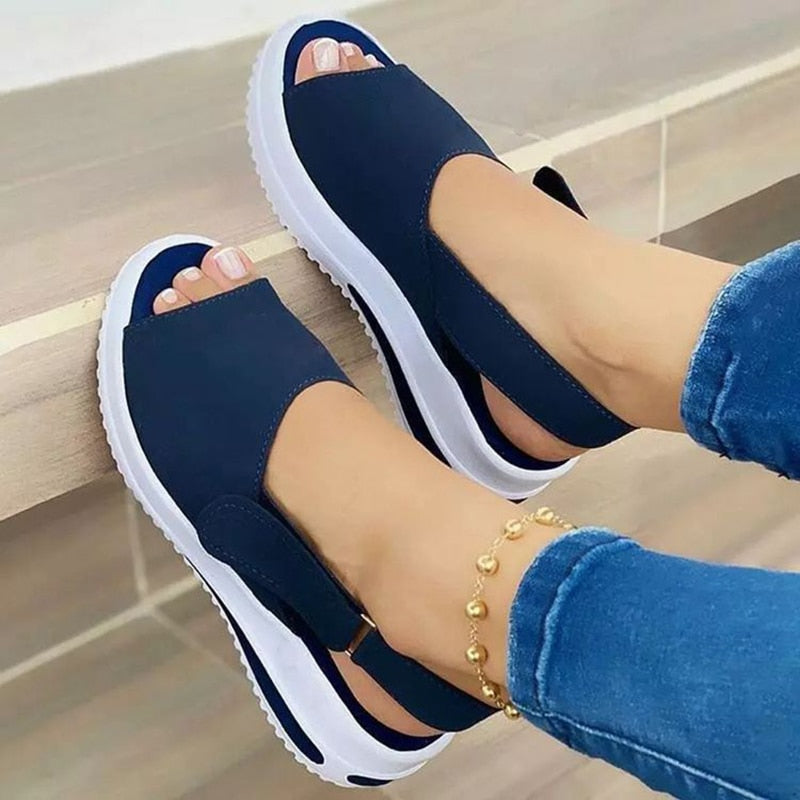 Women Platform Sandals Stretch Fabric Women's Shoes Comfort Walking Ladies Sandal Female Casual Footwear