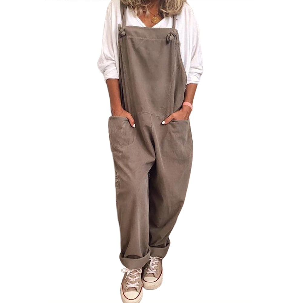 Women Casual Sleeveless Pockets Long Pants Strap Leisure Jumpsuit Overall