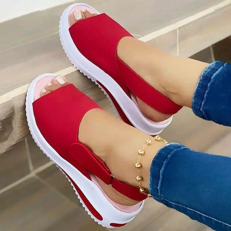 Women Platform Sandals Stretch Fabric Women's Shoes Comfort Walking Ladies Sandal Female Casual Footwear