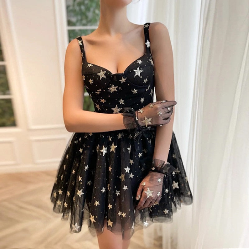 Women Fashion Black Shiny Sequin Party Dress V-neck Backless Mini Dress