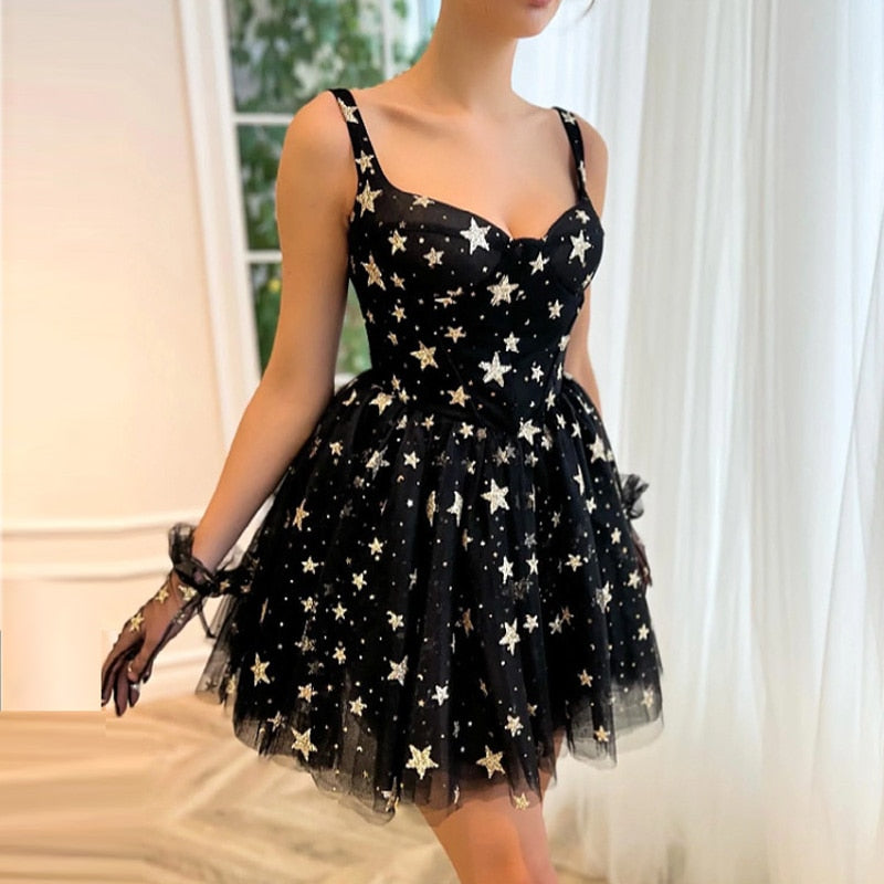 Women Fashion Black Shiny Sequin Party Dress V-neck Backless Mini Dress