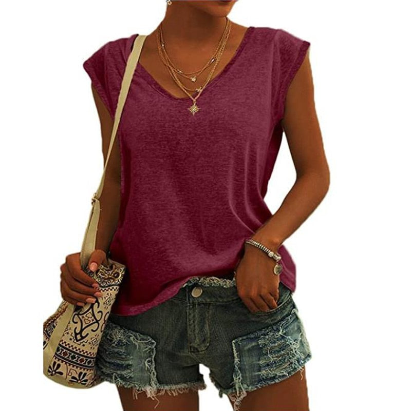 Women Sleeveless Shirts Casual Ladies Loose Tanks Vest Tops