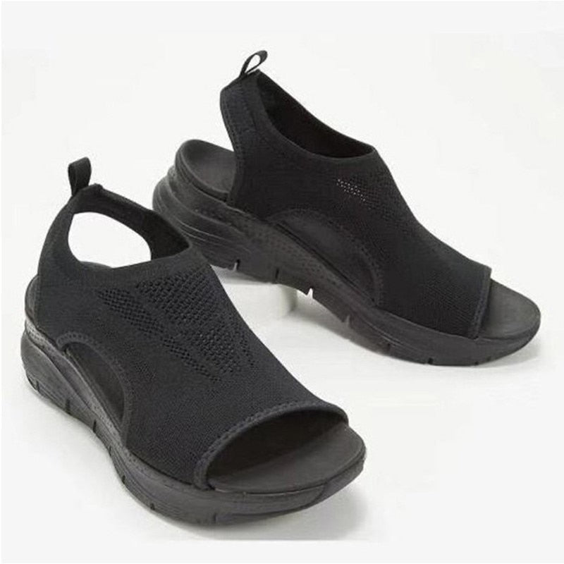 Women's Sandals Summer 2023 Retro Elegant Sandals Woman Soft Mesh Fabric Shoes