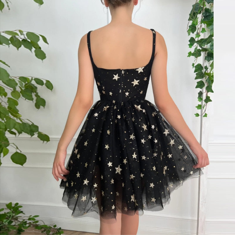 Women Fashion Black Shiny Sequin Party Dress V-neck Backless Mini Dress