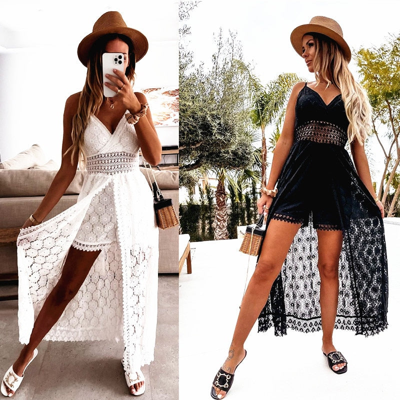 Women Loose Strap Boho Vintage Fashion Ruffles Dress Summer Elegant Party Dresses