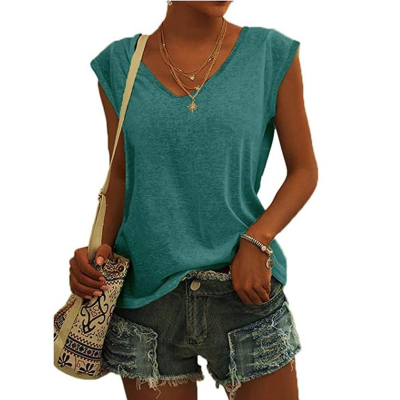 Women Sleeveless Shirts Casual Ladies Loose Tanks Vest Tops