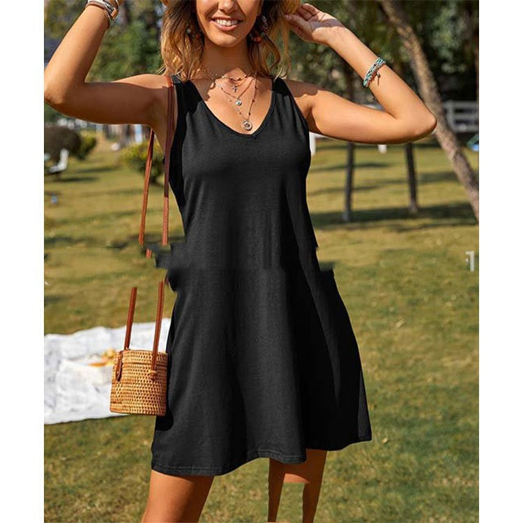 Women's Solid Color Tank Top Casual Oversized Loose Fitting Dress