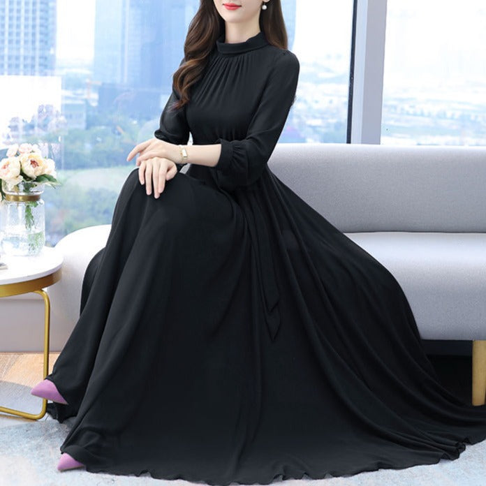 Solid Color Chiffon Dress for Women