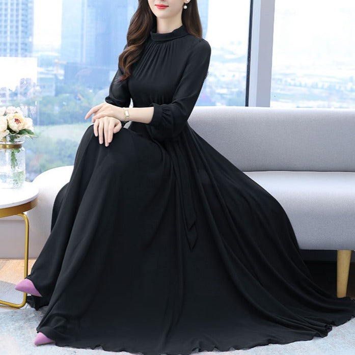 Solid Color Chiffon Dress for Women