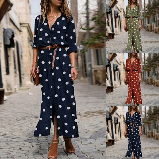 New Summer Shirt Dress with Polka Dot Pattern and Single-Breasted Design for a Stylish Look.