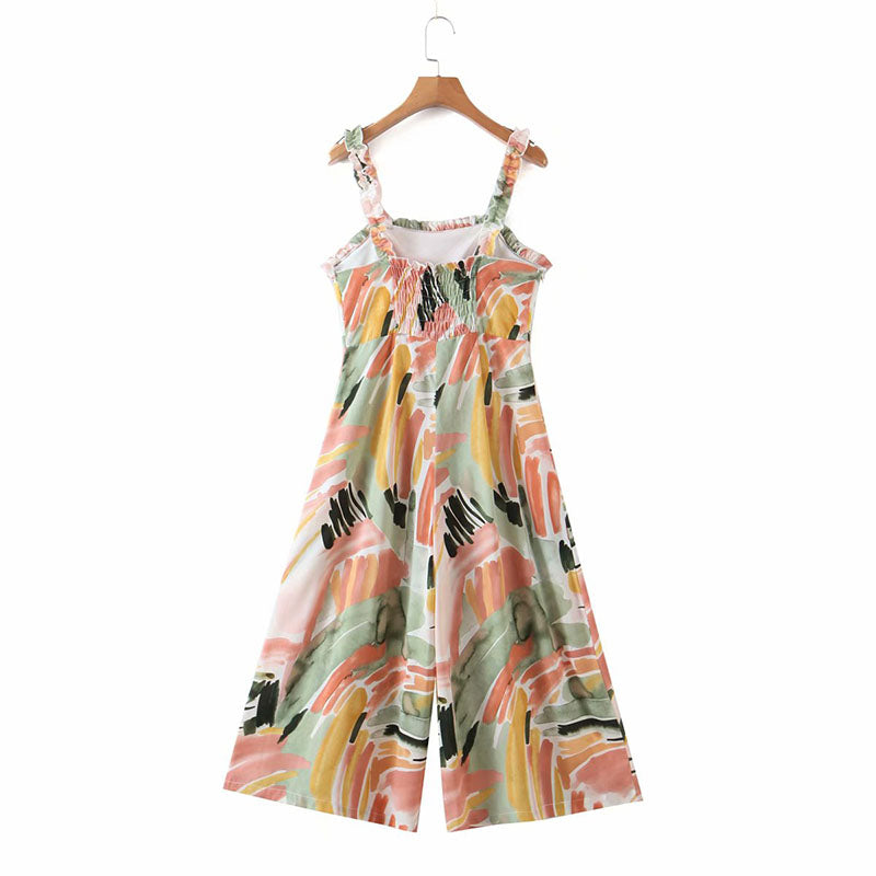 Vintage Print Sling Dress - A Fashionable Beauty for Ladies