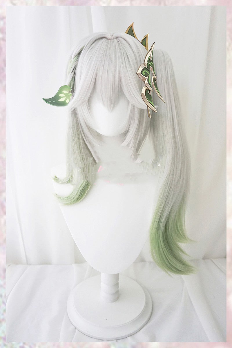 Grass God Nasida Gradient Simulation Scalp Single Ponytail Cosplay Wig