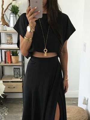 Fashionable Two-piece Summer Suit Casual Loose Cropped Top