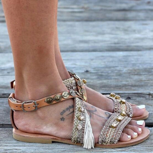 Flat Heel Beach Retro Roman Style Shoes Toe Sandals