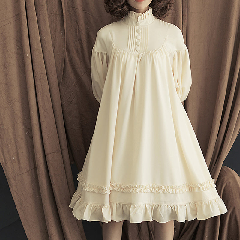 Lolita Princess Dress: Long Sleeve Lace Dress with Button Detail