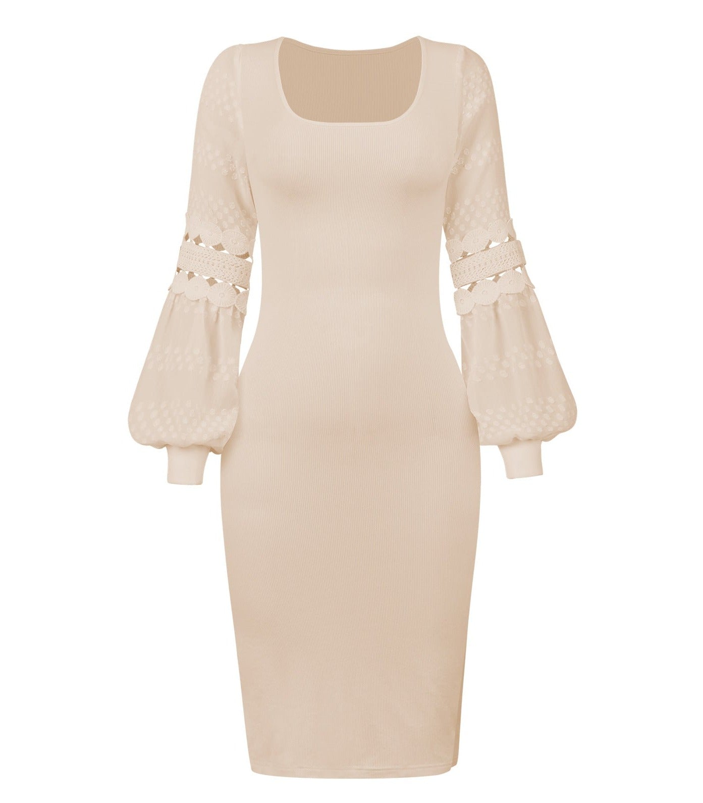 High-Sense Elegant Lace Dress with Lantern Sleeves