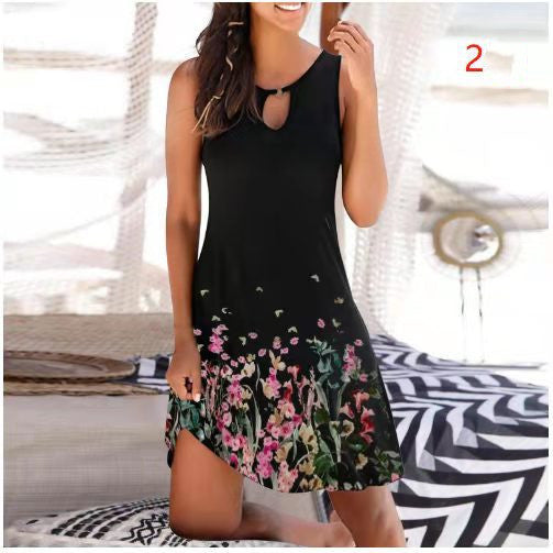 Mid Skirt Women's Sleeveless Fashion Skirt Print Jumpsuit