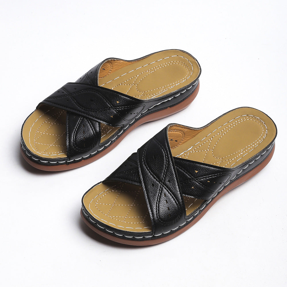 Vintage Retro Slides Shoes: Summer Wedge Sandals with Anti-Slip Design