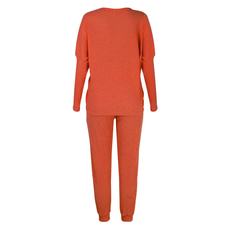 Solid Color Long Sleeve Loose Casual Suit Homewear Pajamas