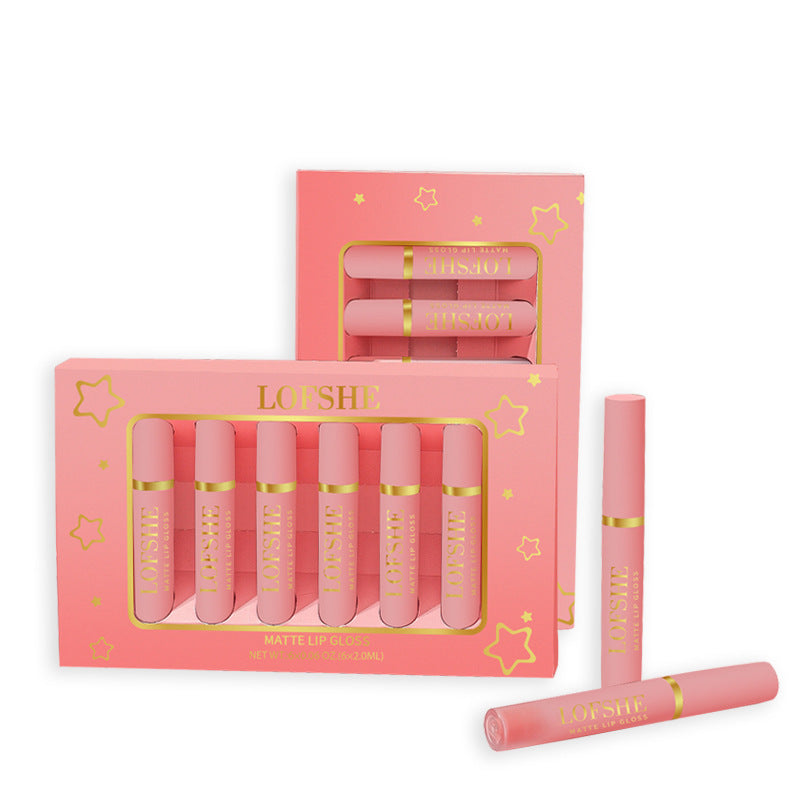 6 Color Nonstick Cup Matte Lip Gloss Lipstick Set: Long-Lasting and Smudge-Proof Formula