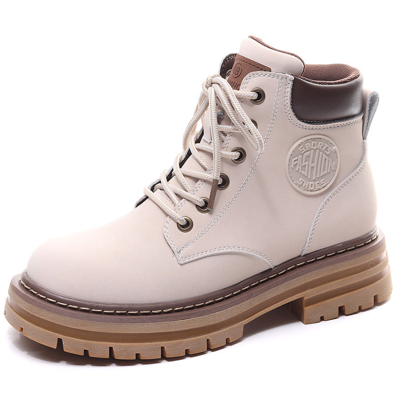 Women's All Match Leather Thick Sole Martin Boots