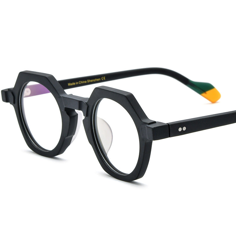 Men And Women Color Combination Personality Fashion Polygon Plate Glasses Frame