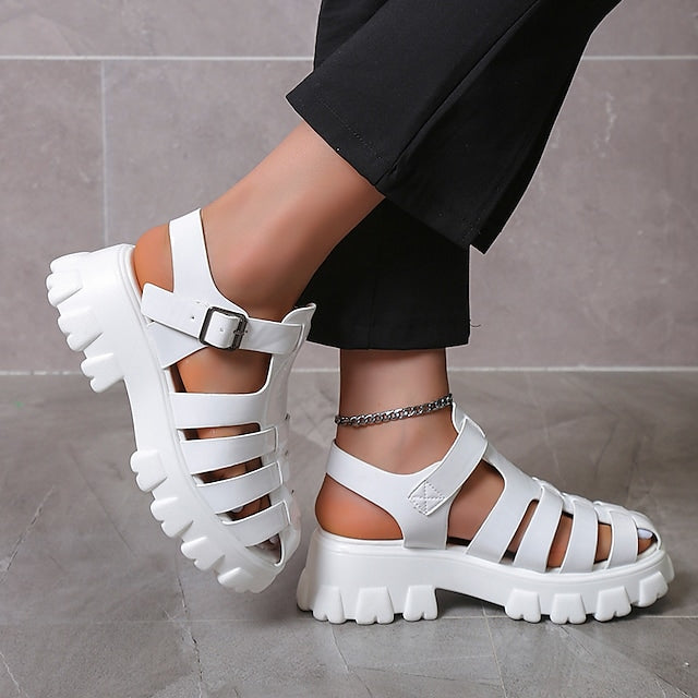 Women's Fashion Platform Cutout Platform Woven Sandals