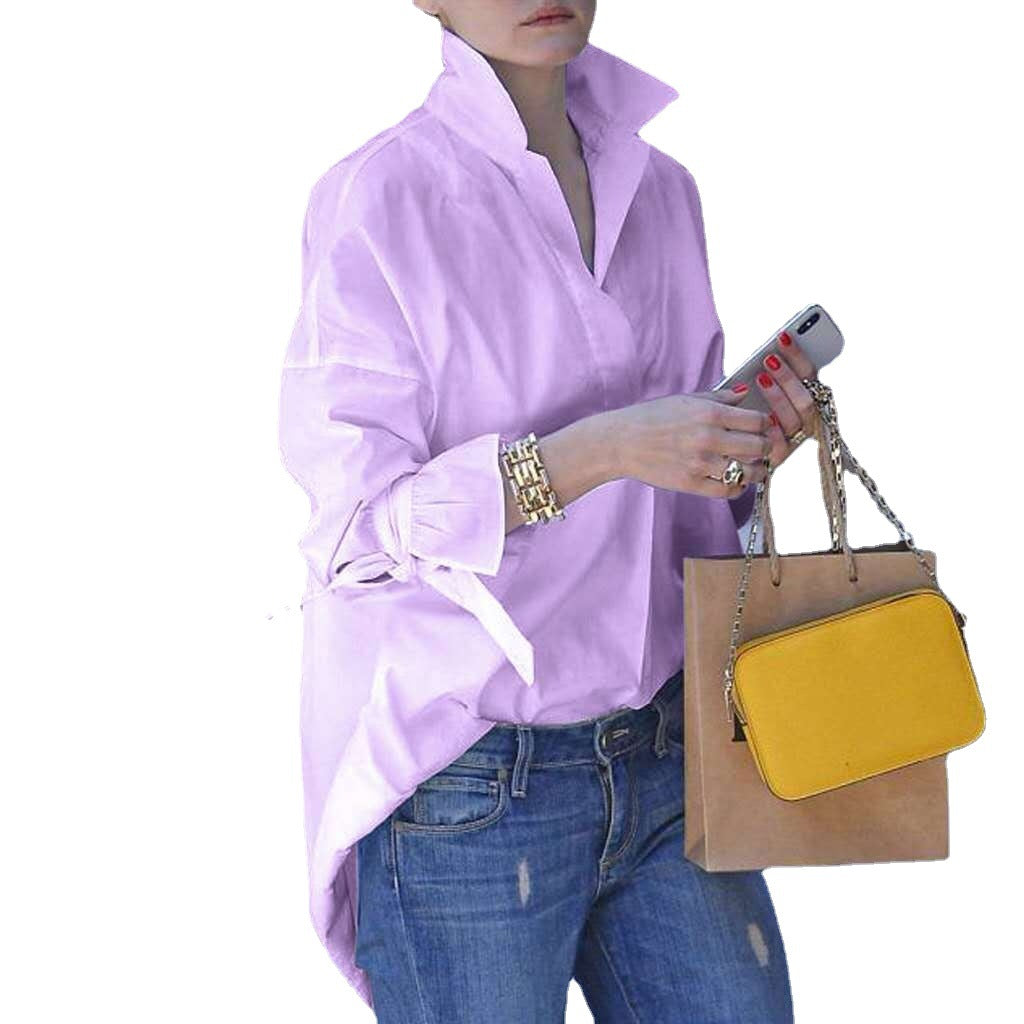 Women's Casual Solid Color Shirts For Spring And Autumn