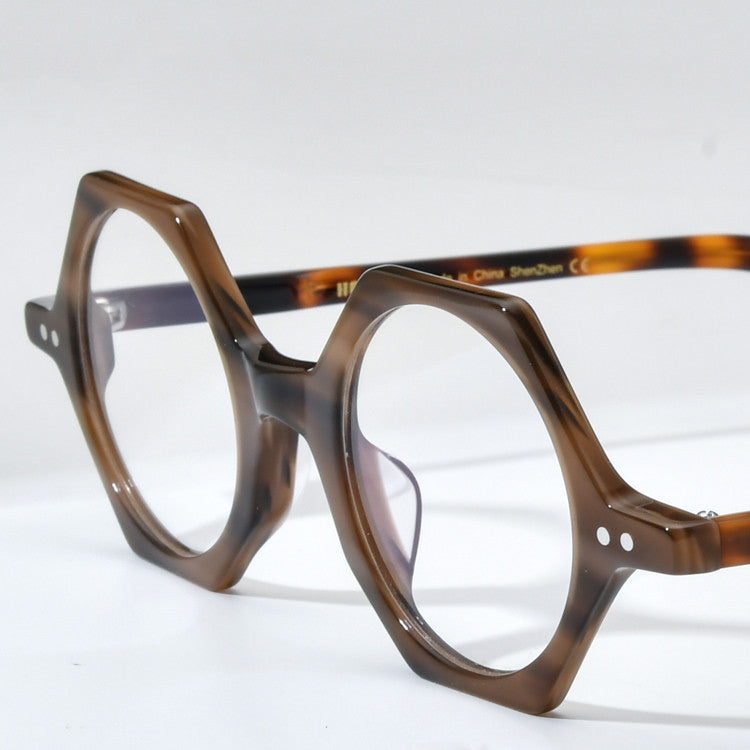 Retro Hexagonal Tortoiseshell Nearsighted Frames For Men And Women