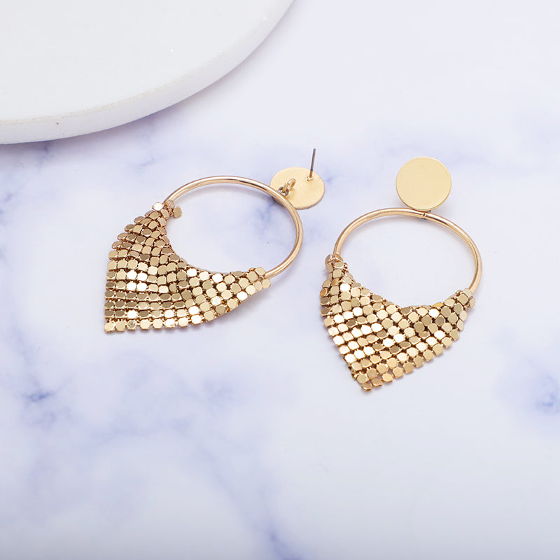 Geometric Alloy Hollow Round Pendant Earrings Irregular Metal Small Round Earrings Daily Wear Gifts Fashion Jewelry Women
